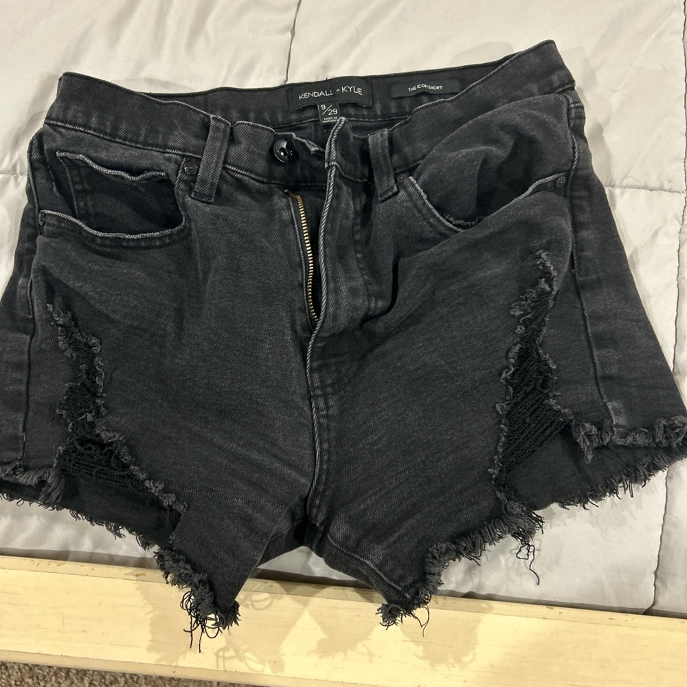 Kendall & Kylie Black Distressed Jean Shorts